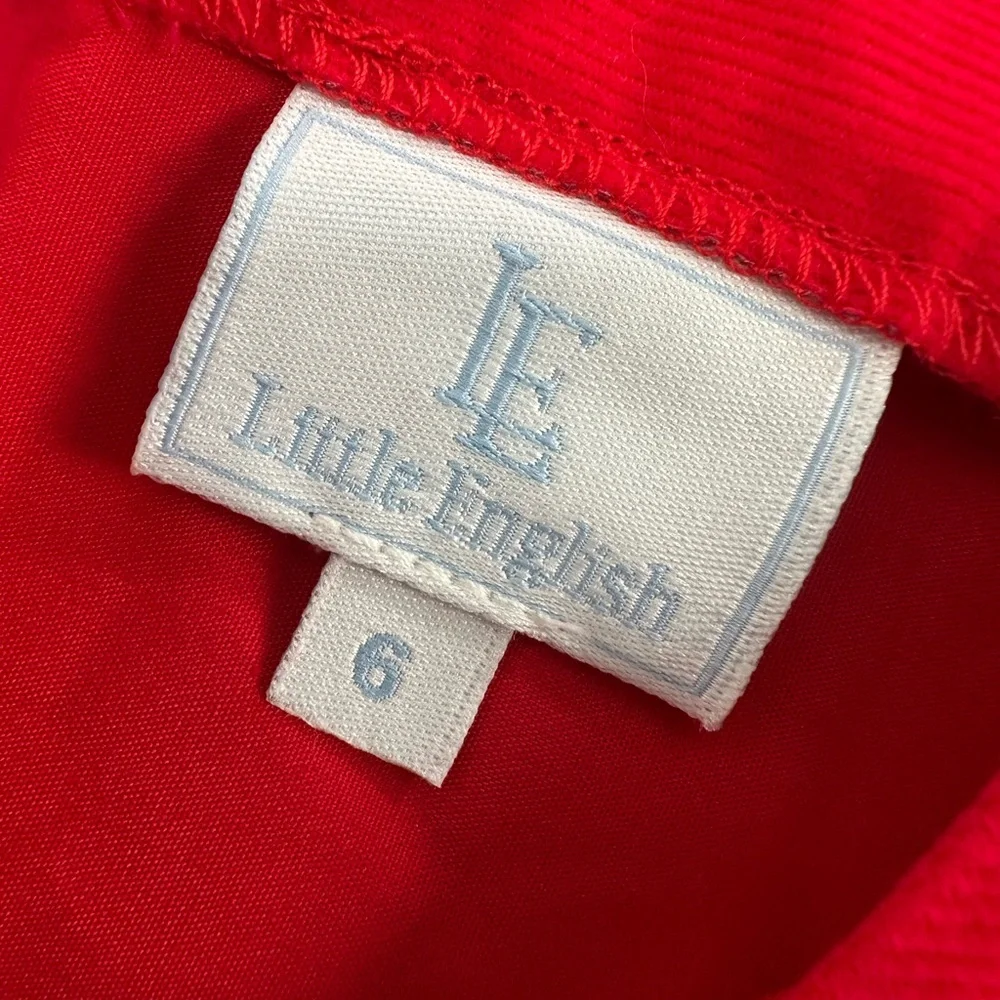 Little English Red Corduroy Jumper Dress Pleated Bow Holiday Preppy Classic 6